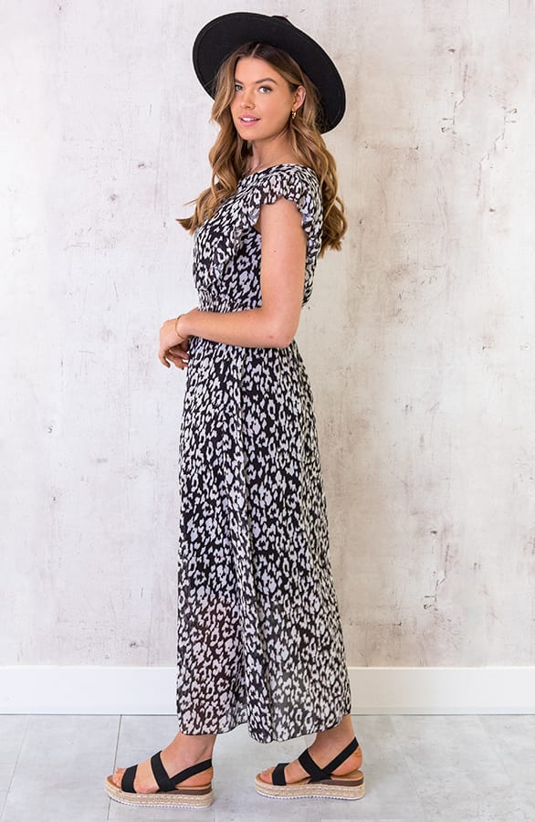 Maxi Panterprint Jurk Zwart Wit – shoparchief, foto 3