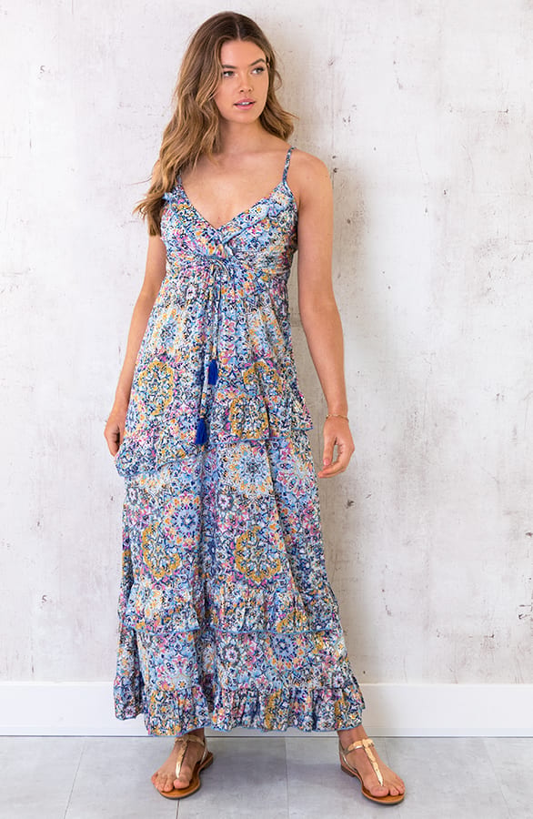 Maxi Spaghetti Jurk Ibiza Blauw – shoparchief, foto 2