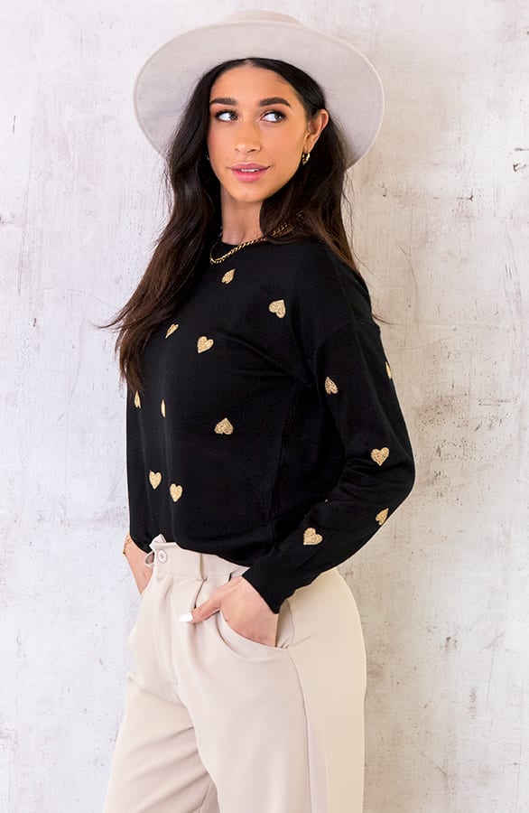 Metallic Hearts Trui Zwart – shoparchief, foto 3
