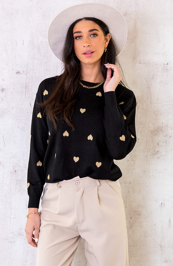 Metallic Hearts Trui Zwart – shoparchief, foto 1