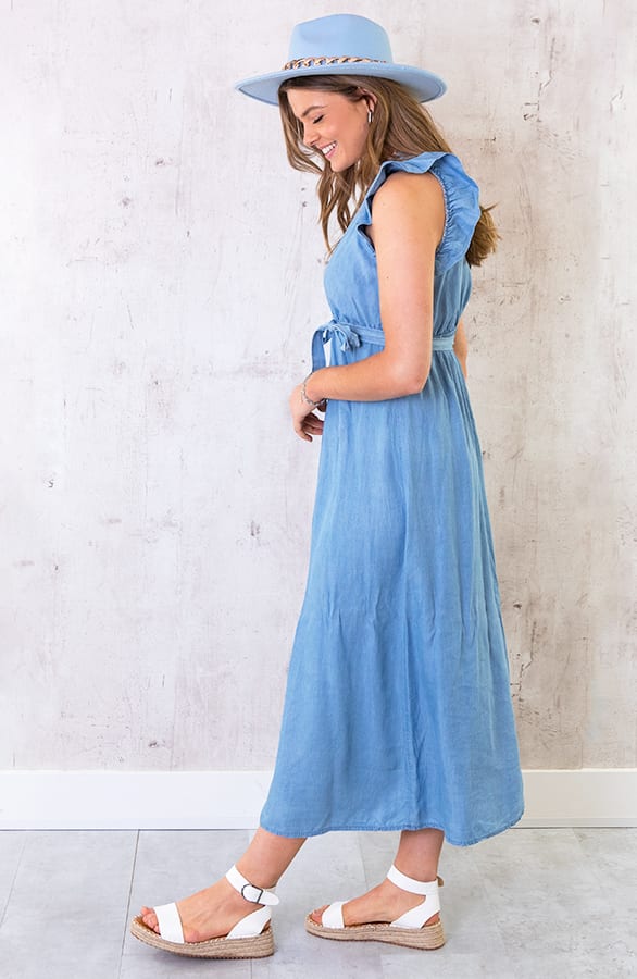 Midi Jurk Denim Light – shoparchief, foto 2
