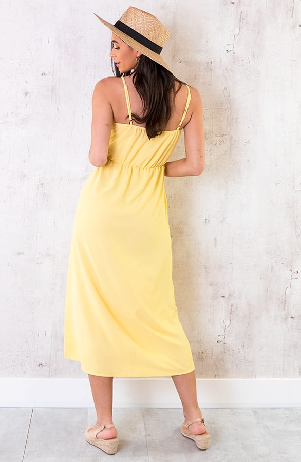 Midi Jurk Knopen Santorini Geel – shoparchief, foto 4