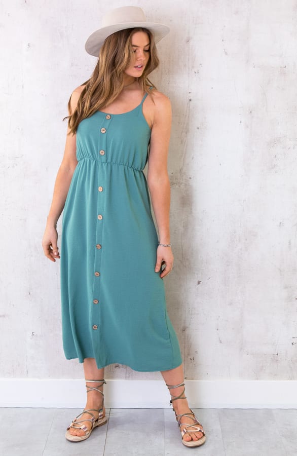 Midi Jurk Knopen Santorini Mint – shoparchief, foto 2