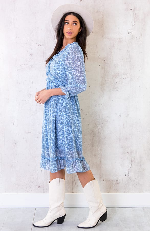 Midi Jurk Met Panterprint Blauw – shoparchief, foto 9