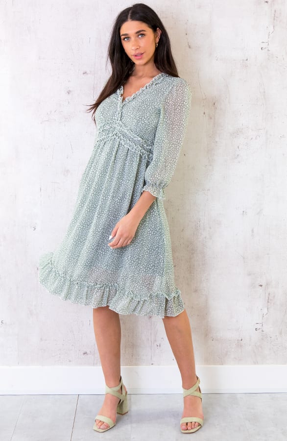 Midi Jurk Met Panterprint Mint – shoparchief, foto 6