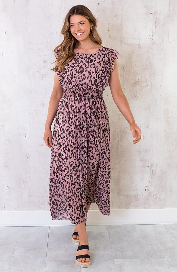 Maxi Panterprint Jurk Roze – shoparchief, foto 1