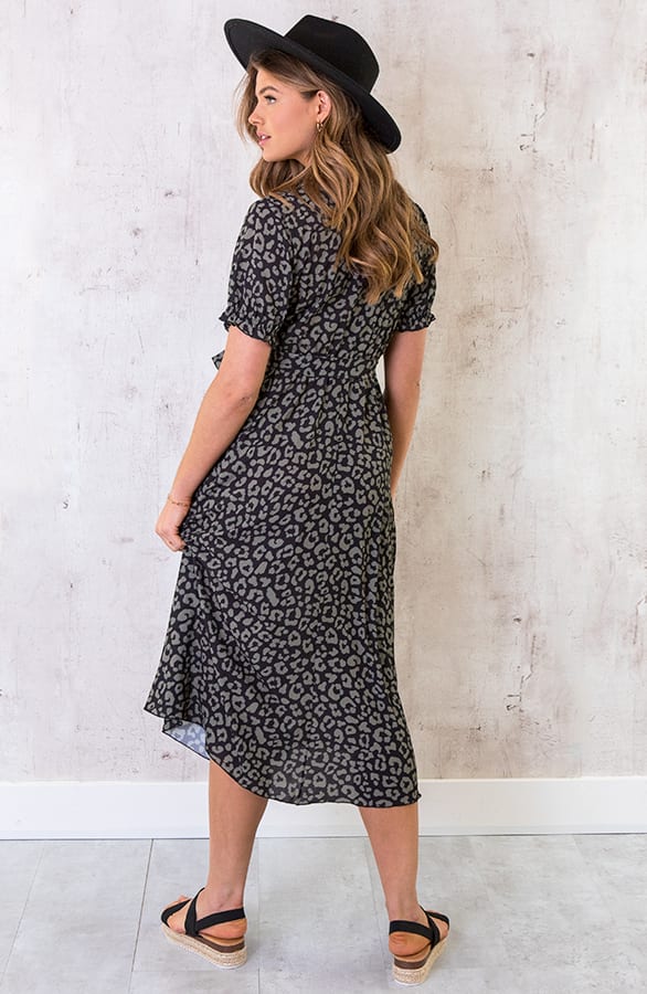Midi Panterprint Jurk Zwart Army – shoparchief, foto 7