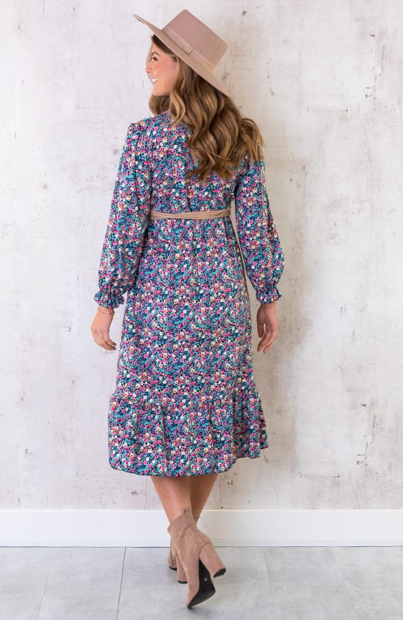 Midi Split Jurk Floral Blauw – shoparchief, foto 5
