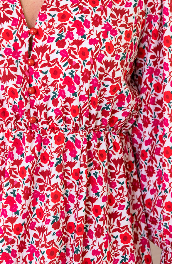 Midi Split Jurk Floral Rood – shoparchief, foto 8