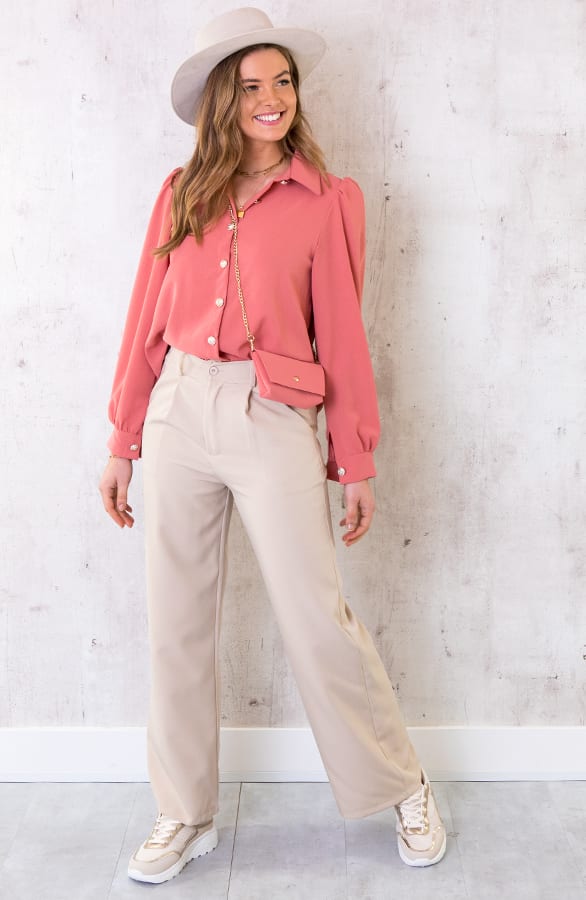 Blouse Met Gouden Knopen Dust Roze – shoparchief, foto 4