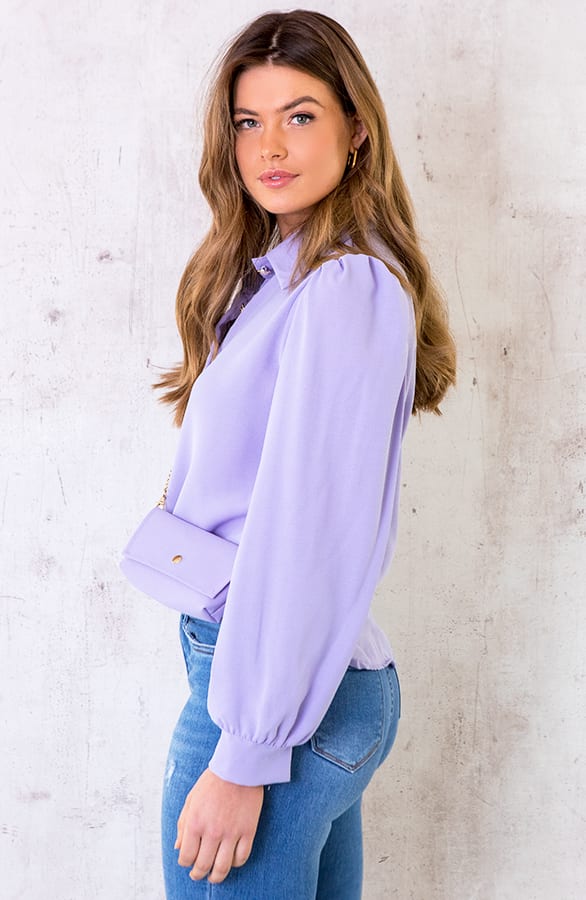 Blouse Met Gouden Knopen Lila – shoparchief, foto 3