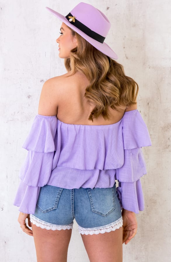 Linnen Laagjes Top Lila – shoparchief, foto 4
