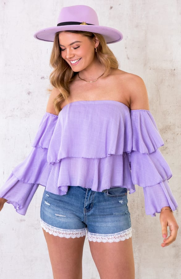 Linnen Laagjes Top Lila – shoparchief, foto 2
