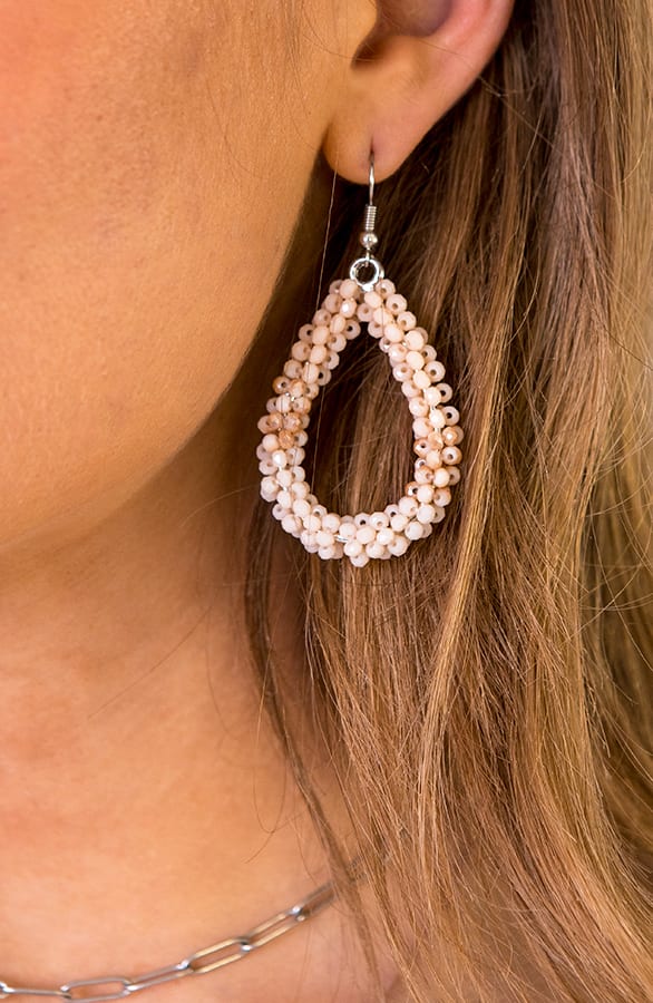Oval Beige Crystal Oorbellen – shoparchief, foto 1