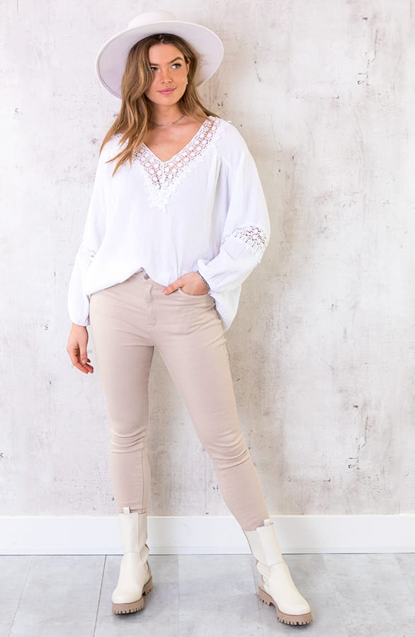 Oversized Katoenen Blouse Wit – shoparchief, foto 3