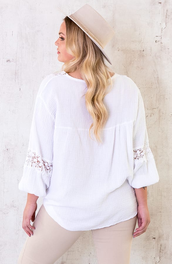 Oversized Katoenen Blouse Wit – shoparchief, foto 9