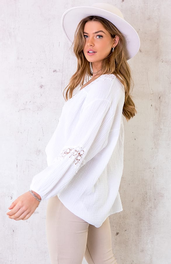 Oversized Katoenen Blouse Wit – shoparchief, foto 4