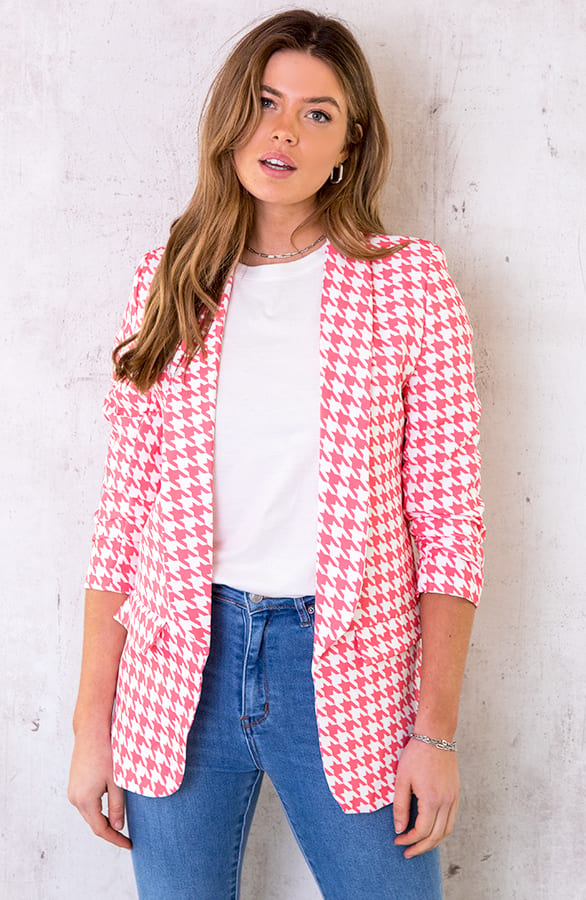 Pied De Poule Blazer Koraal – shoparchief, foto 1
