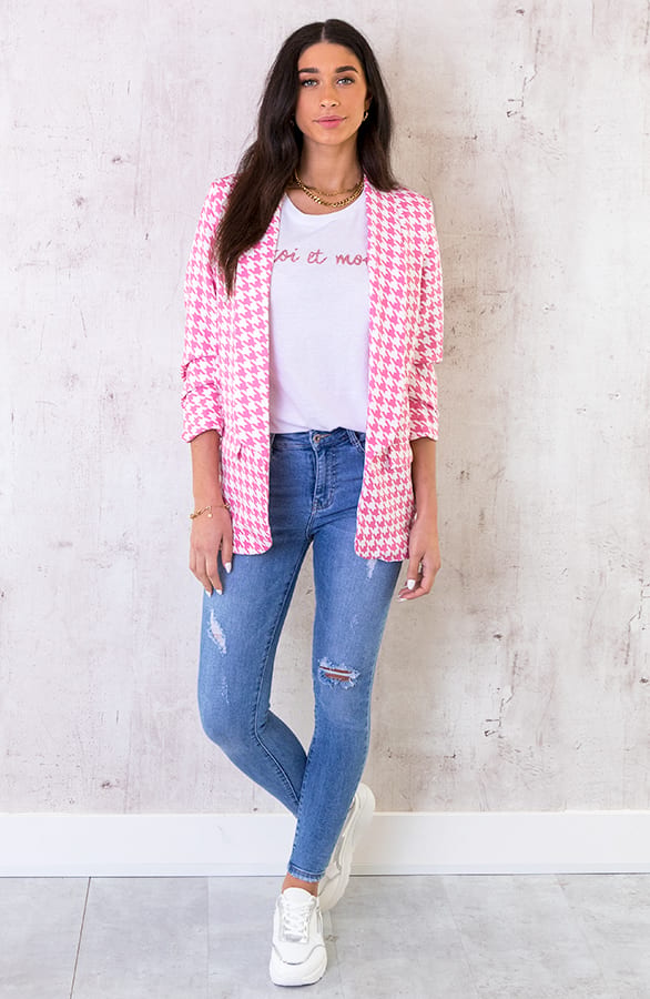 Pied De Poule Blazer Roze – shoparchief, foto 2