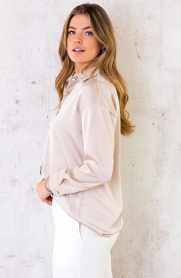 Satijnen Blouse Beige – shoparchief, foto 2