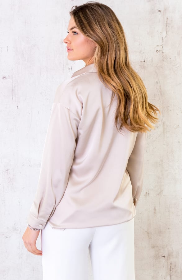 Satijnen Blouse Beige – shoparchief, foto 3