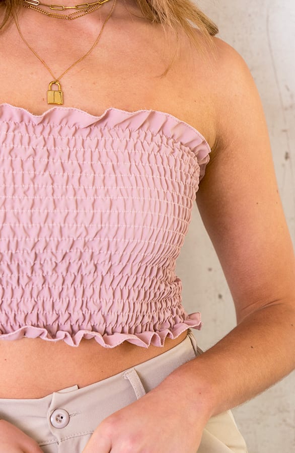 Smocked Bandeau Dust Roze – shoparchief, foto 3