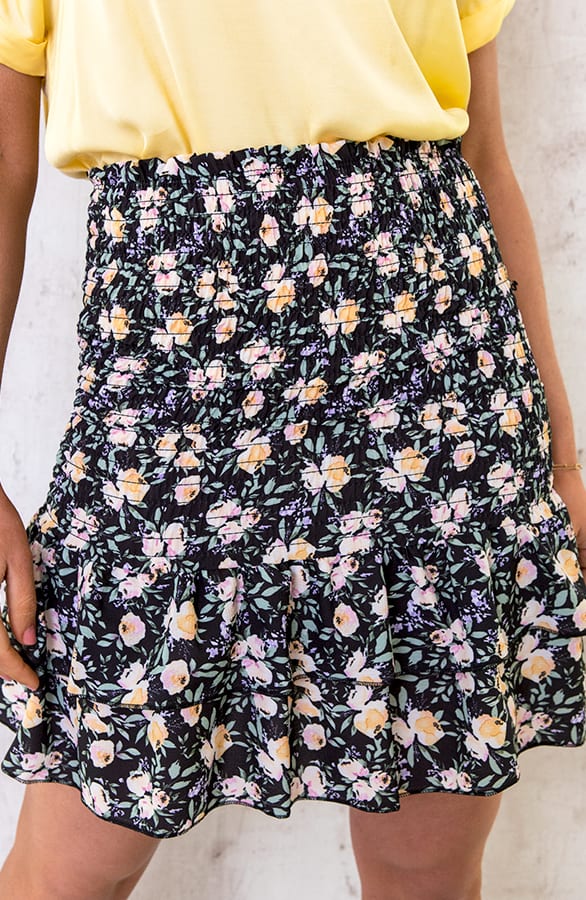 Smocked Lemon Print Rok – shoparchief, foto 1