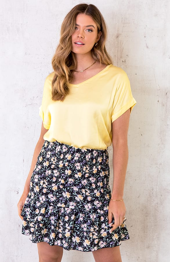 Smocked Lemon Print Rok – shoparchief, foto 2