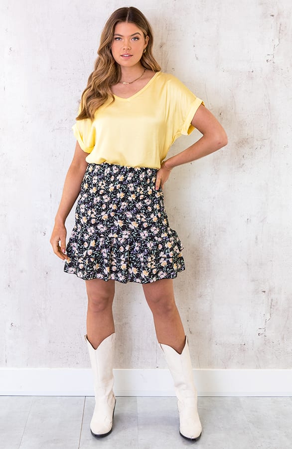 Smocked Lemon Print Rok – shoparchief, foto 9