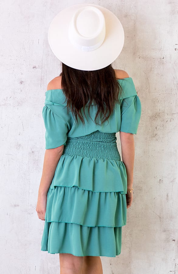 Smocked Waist Lagen Jurk Mint – shoparchief, foto 5