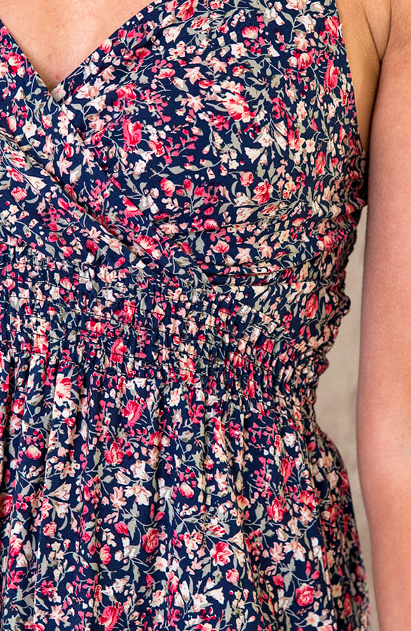 Spaghetti Jurk Bloemen Fuchsia – shoparchief, foto 5