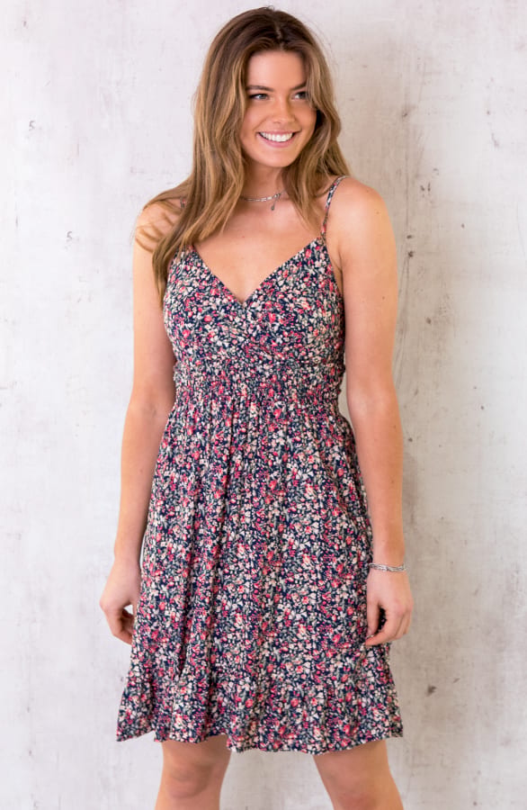Spaghetti Jurk Bloemen Fuchsia – shoparchief, foto 1
