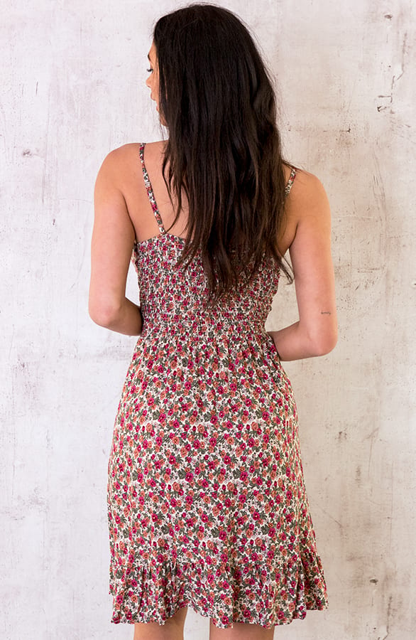 Spaghetti Jurk Bloemen Rood – shoparchief, foto 3