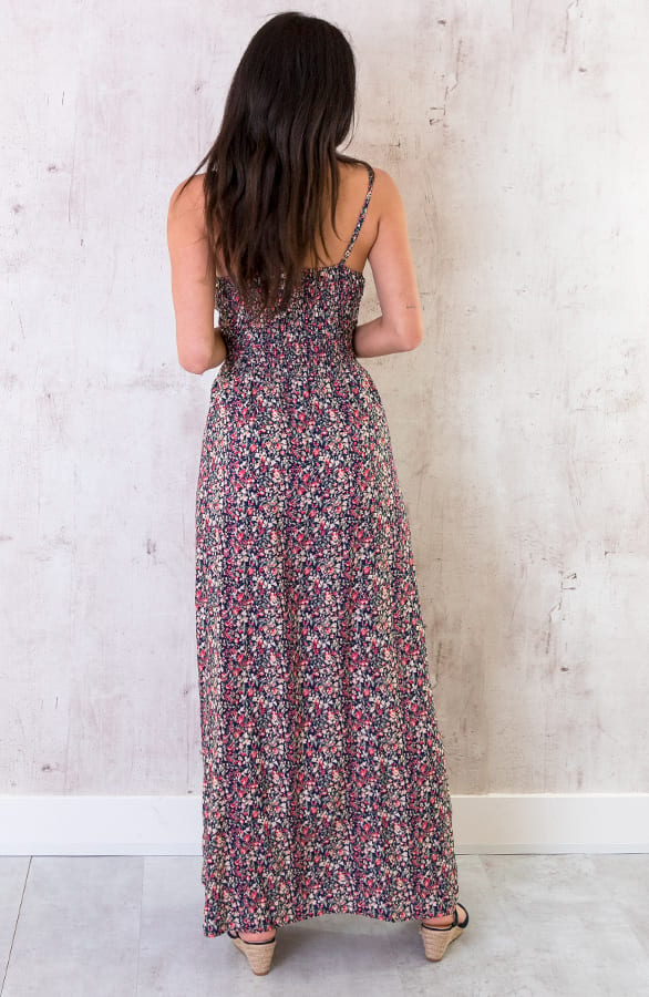 Spaghetti Maxi Jurk Bloemen Fuchsia – shoparchief, foto 5