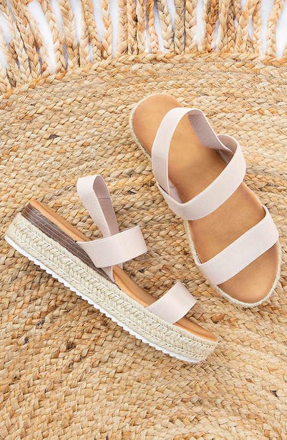 Stretch Plateau Sandalen Beige – shoparchief, foto 1