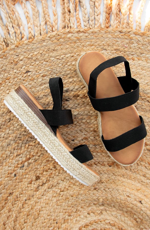 Stretch Plateau Sandalen Zwart – shoparchief, foto 1