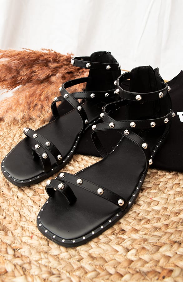 Studs Sandalen Zwart – shoparchief, foto 4