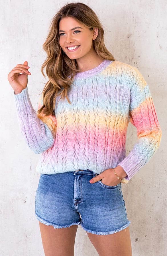 Tie Dye Gebreide Trui Rainbow – shoparchief, foto 1