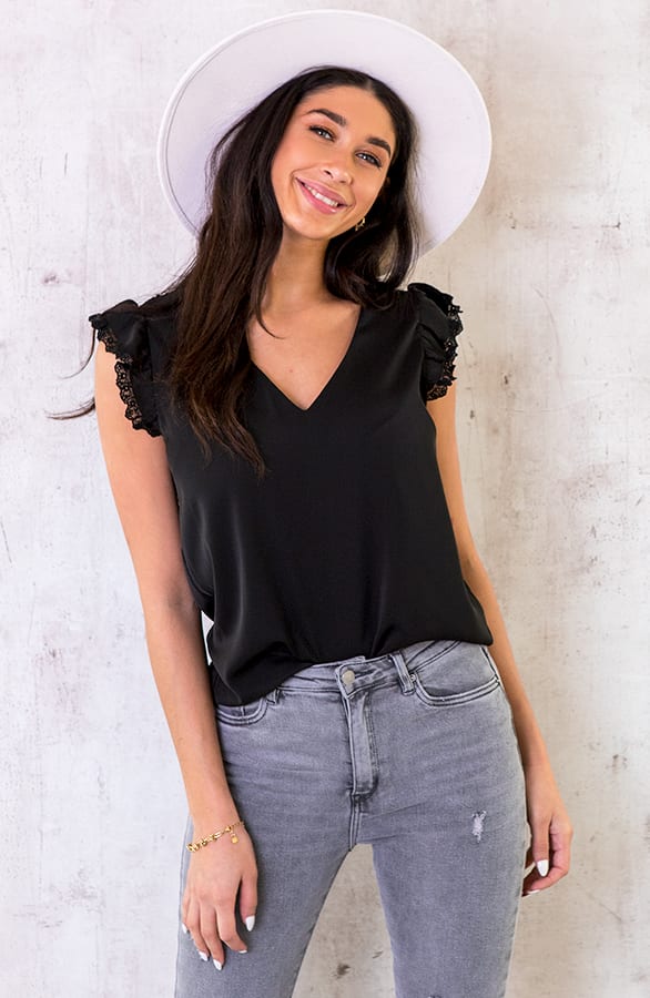 Top Met Kanten Rug Zwart – shoparchief, foto 1