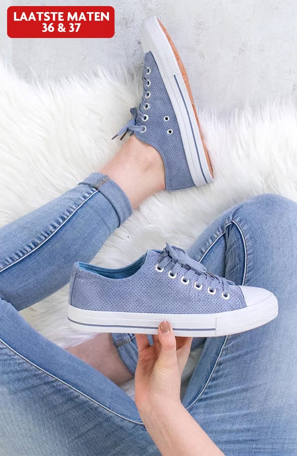 Suede Sneakers Jeansblauw – shoparchief, foto 1