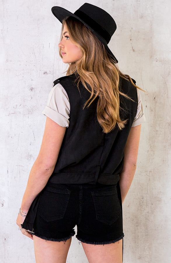 Biker Gilet Suedine Zwart – shoparchief, foto 8