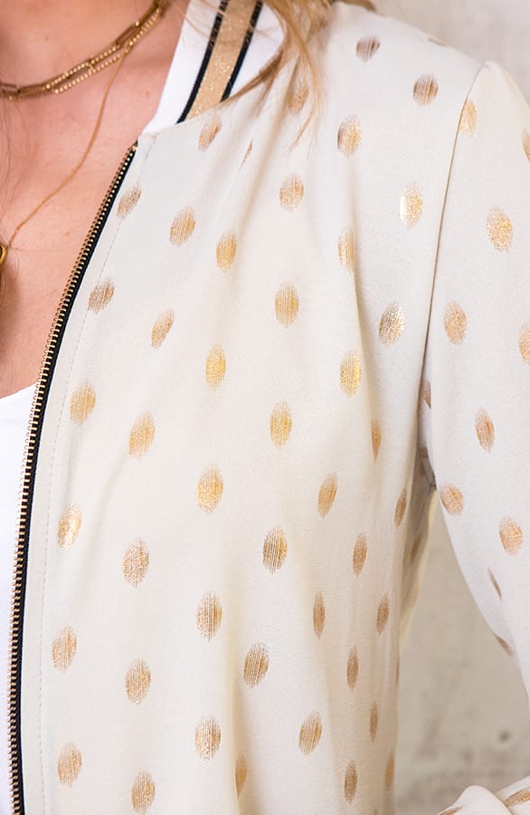 Bomber Jasje Metallic Feathers Beige – shoparchief, foto 4