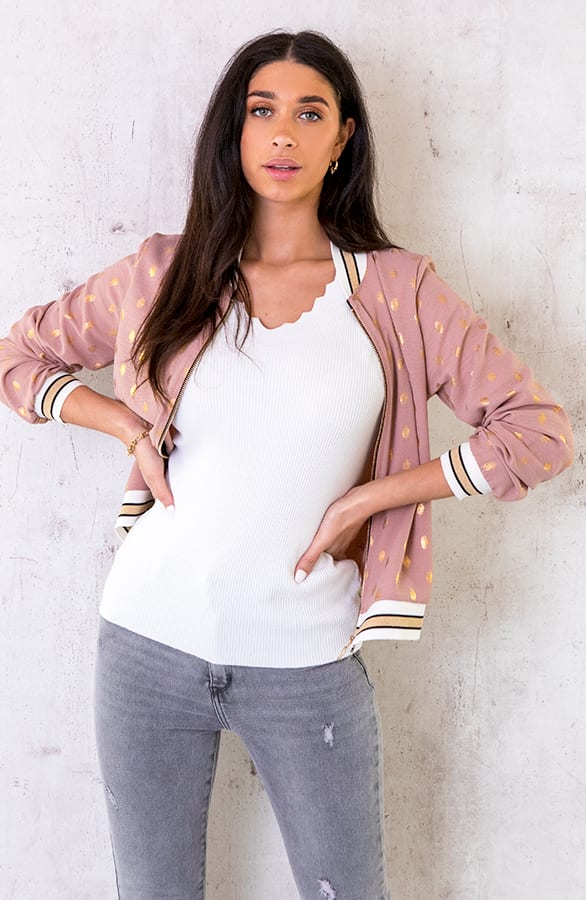 Bomber Jasje Metallic Feathers Oud Roze – shoparchief, foto 1