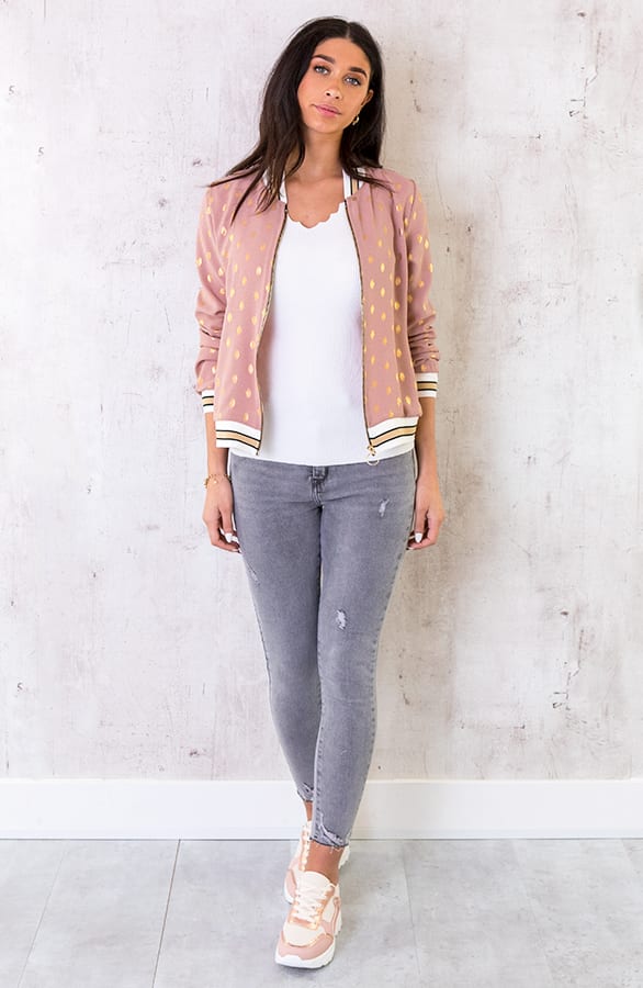 Bomber Jasje Metallic Feathers Oud Roze – shoparchief, foto 3