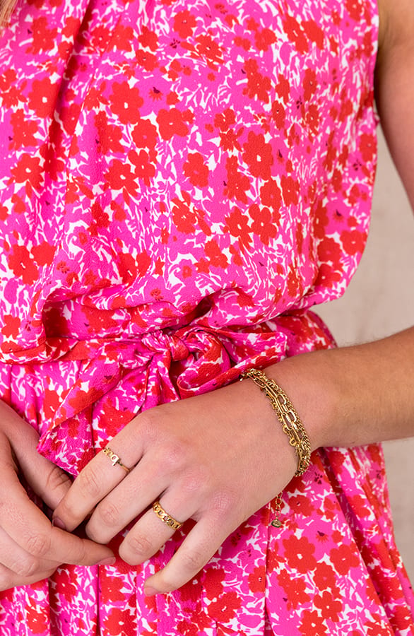 Halter Jurk Met Bloemen Fuchsia – shoparchief, foto 4