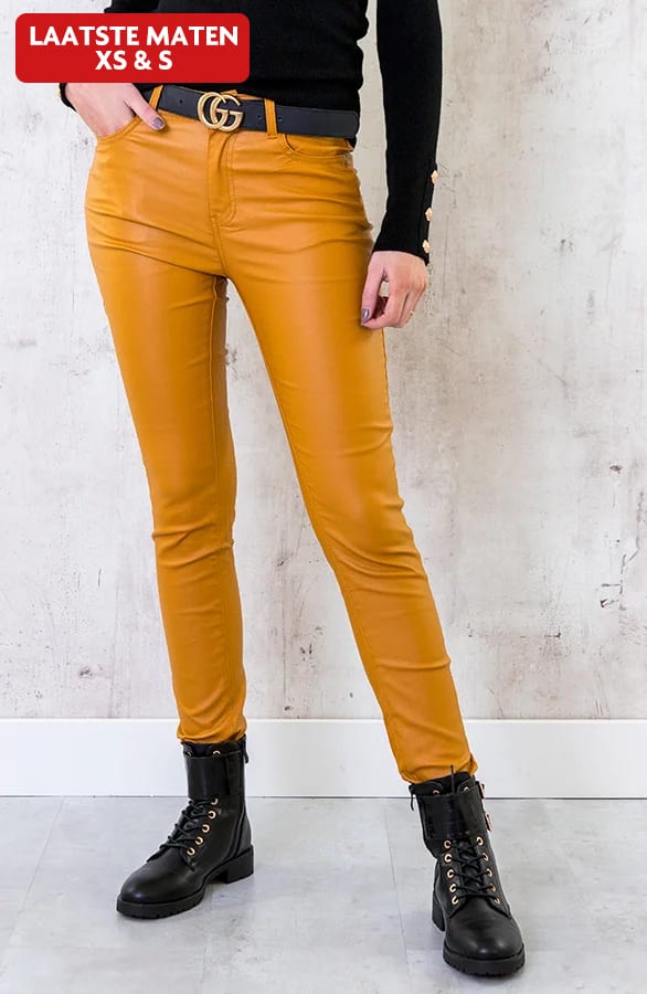 High Waist Coating Jeans Oker – shoparchief, foto 1