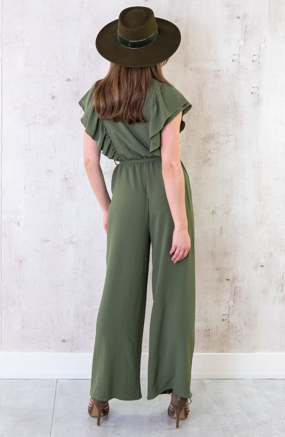 Jumpsuit Met Ruffle Mouwen Army – shoparchief, foto 5
