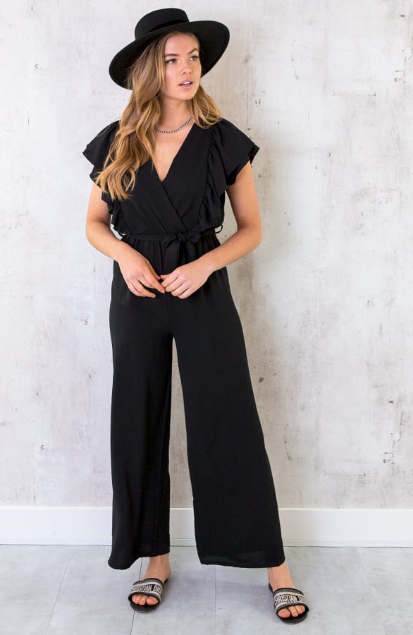 Jumpsuit Met Ruffle Mouwen Zwart – shoparchief, foto 2