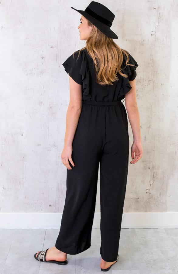 Jumpsuit Met Ruffle Mouwen Zwart – shoparchief, foto 4