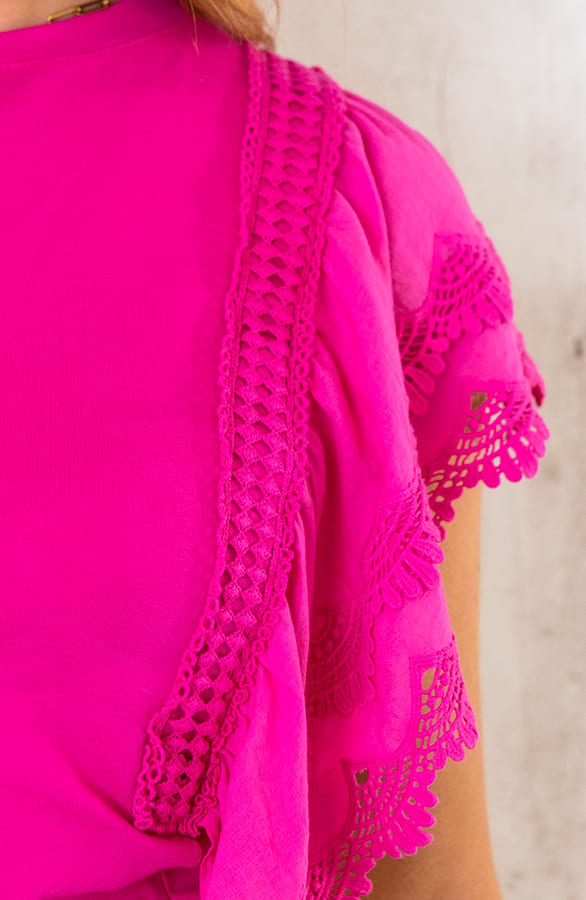 Katoenen Embroidery Top Fuchsia – shoparchief, foto 4